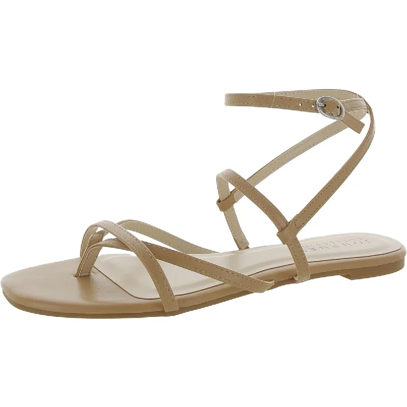 Price Reduction Journee Collection Womens Faux Leather Ankle Strap Thong Sandals