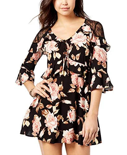 Take Advantage Juniors' Floral-Print Ruffled Dress