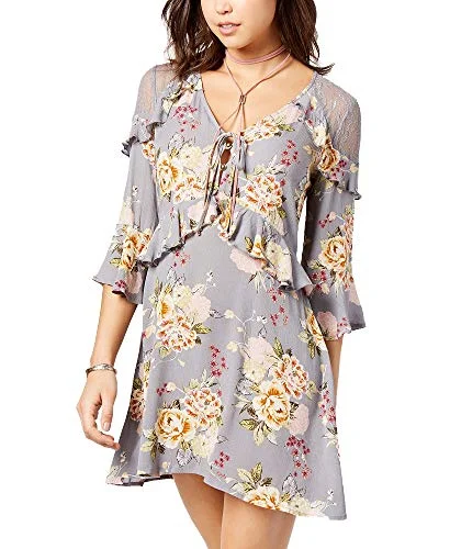 Time-Limited Offer Juniors' Floral-Print Ruffled Dress