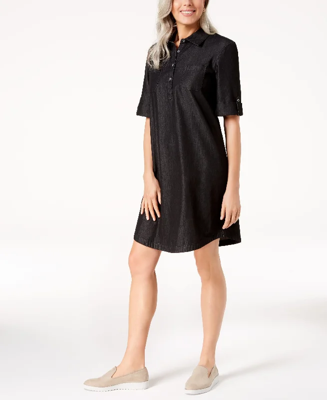 Deep Discounts Karen Scott Cotton Chambray Shirtdress