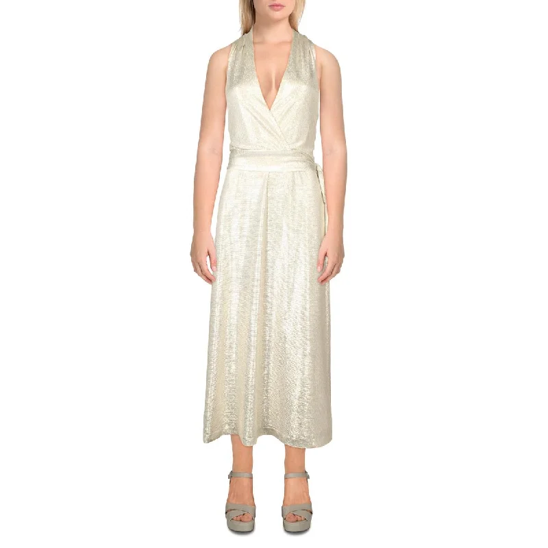New Arrival Lauren Ralph Lauren Womens Metallic Halter Cocktail And Party Dress