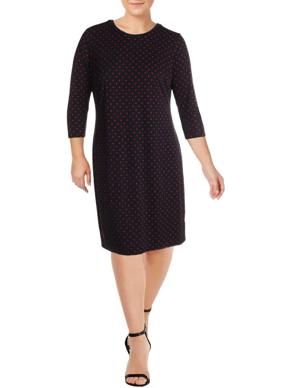 Final Sale Lauren Ralph Lauren Womens Plus Polka Dot Above Knee Shift Dress