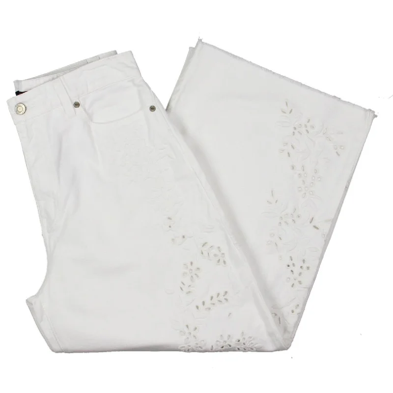 Super Deal Lauren Ralph Lauren Womens Wide Leg Eyelet Legs Cropped Jeans