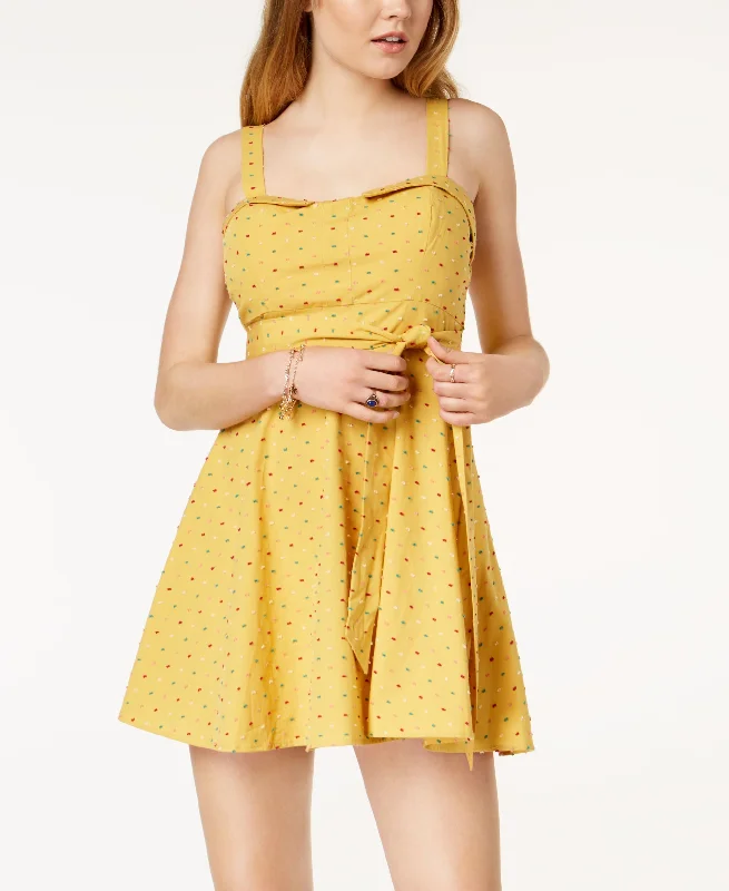 Price Break Living Doll Juniors Printed Fit Flare Mini Dress