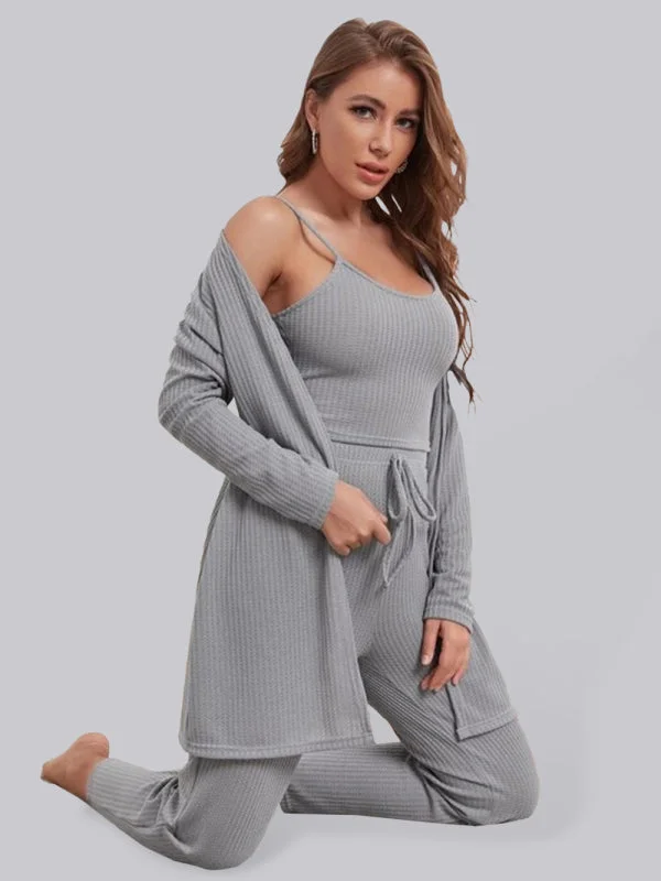 Bonus Savings Loungewear Women's Waffle Knit Long Three-Piece Suit