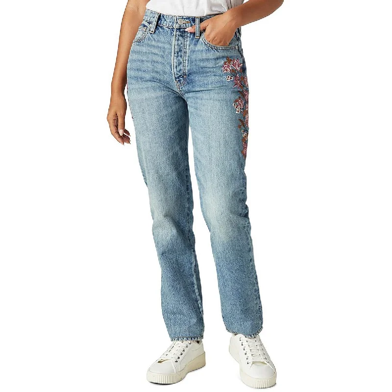 Discount Days Lucky Brand Womens High-Rise Embroidered Mom Jeans
