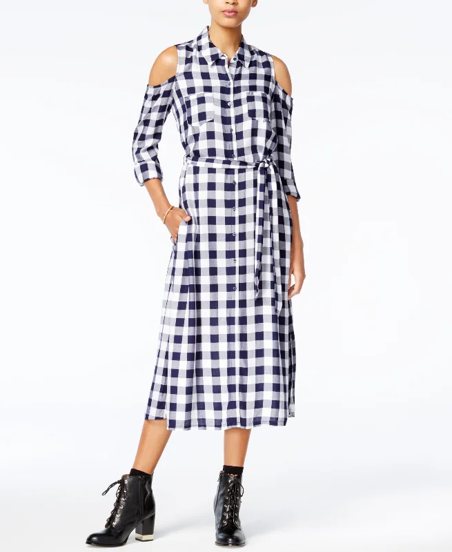 Exclusive Savings Maison Jules Cold Shoulder Plaid Midi Dress