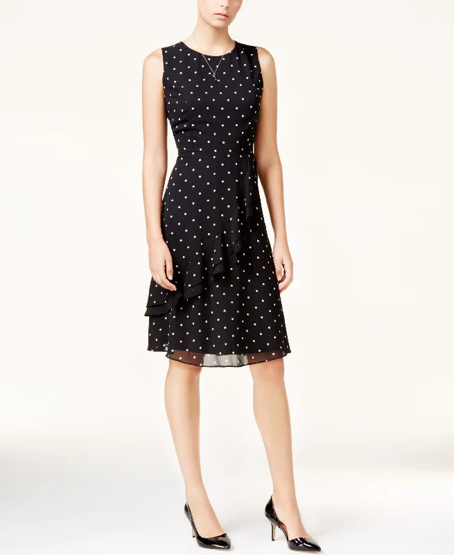 Incredible Offers Maison Jules Polka-Dot Ruffled A-Line Dress