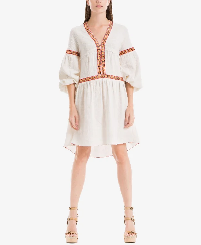 Price Blitz Max Studio London Embroidered Bubble Sleeve Dress