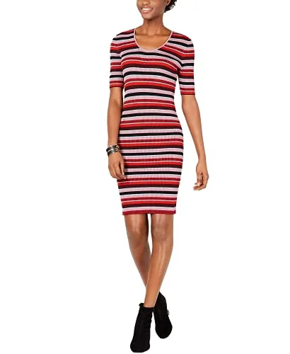 Price Rollback Metallic Striped Sweater Dress