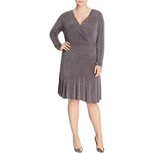 Bargain Bin Michael Kors Womens Plus Long Sleeve Wrap Evening Dress