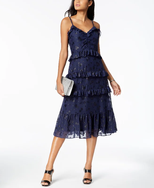 Price Cut Michael Michael Kors Printed Jacquard Ruffled Dress