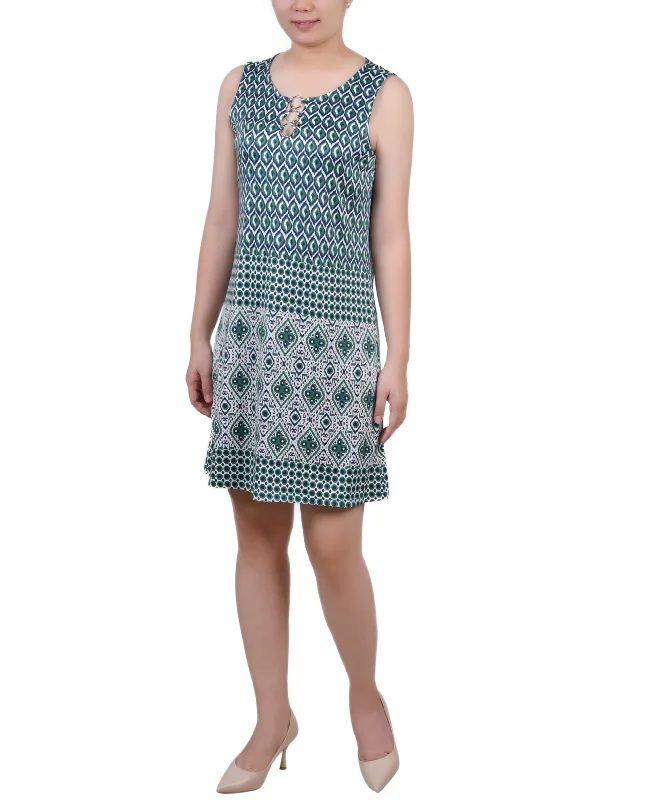 Exclusive Offers Petite Sleeveless Dress with 3 Rings