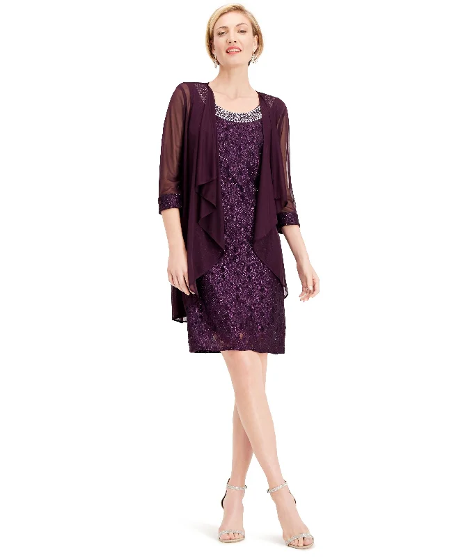 Exclusive Preview R & M Richards Embellished Lace Sheath Dress & Jacket