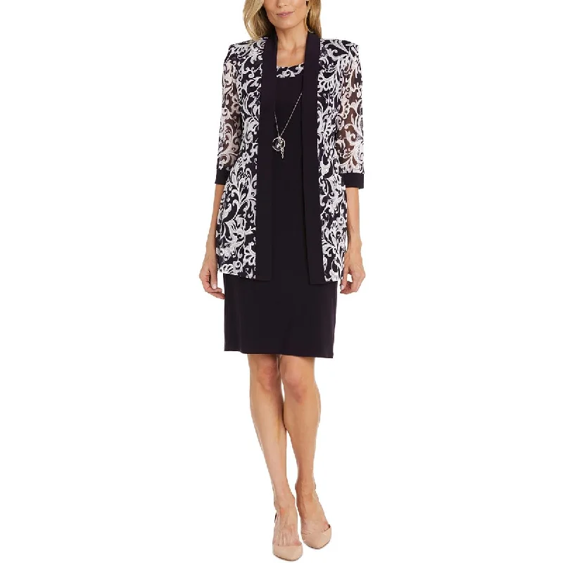 Super Sale R&M Richards Womens Mesh Printed Duster Blazer