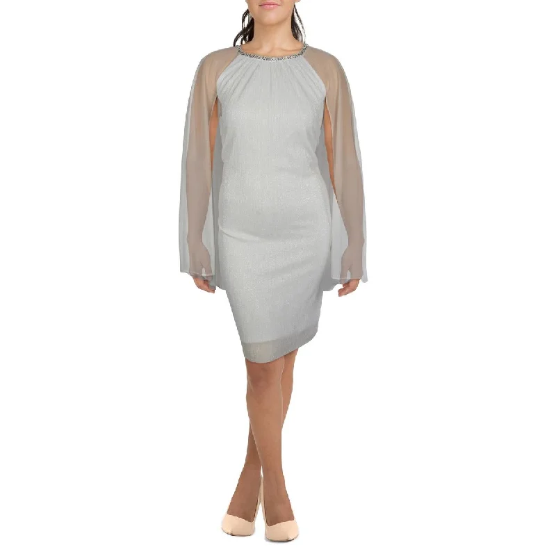 Holiday Sale R&M Richards Womens Plus Sheer Mini Sheath Dress