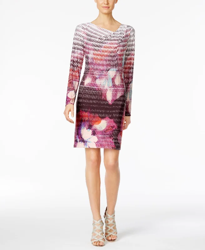 Buy Now Rachel Rachel Roy Printed Draped Neck Sheath Dress