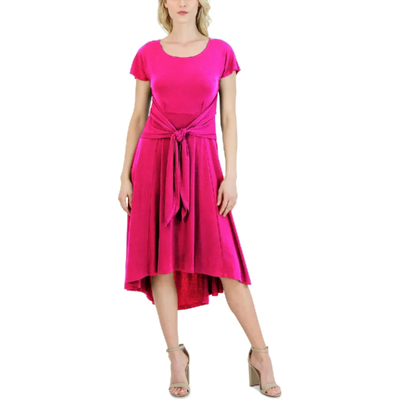 Limited Edition Signature By Robbie Bee Womens Textured Hi-Low Midi Dress