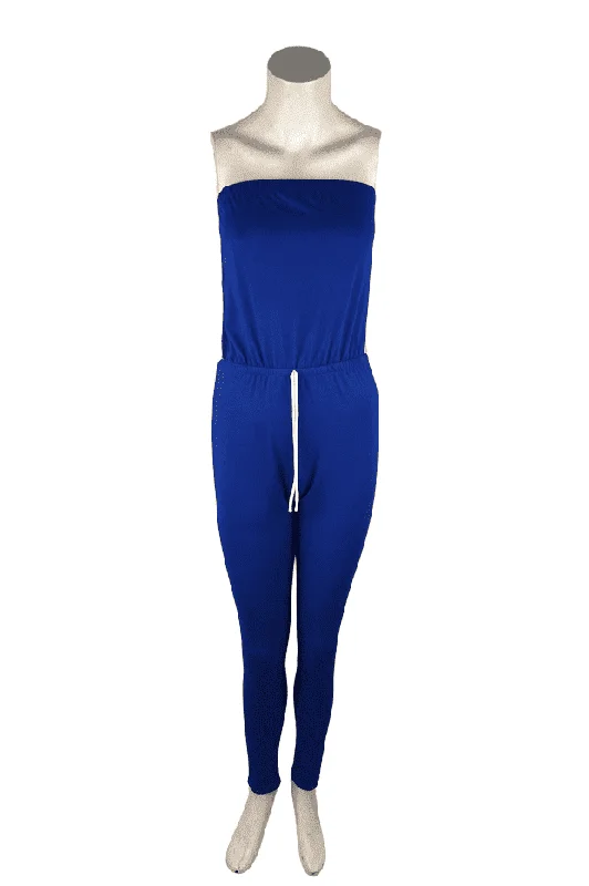Can't Miss SJL Apparel women's blue and white tube jumpsuit size M