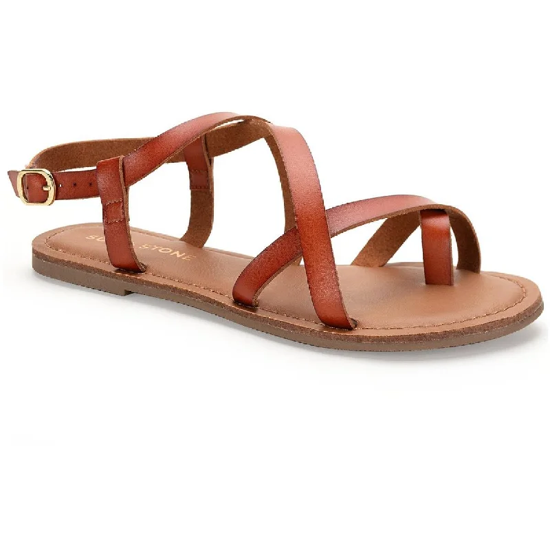 Price Meltdown Sun + Stone Womens Roxxie Faux Leather Ankle Strap Flats