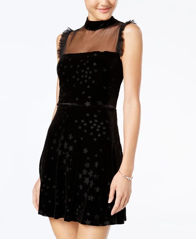 Buy More, Save More Teeze Me Juniors Mock Neck Burnout Illusion Dress
