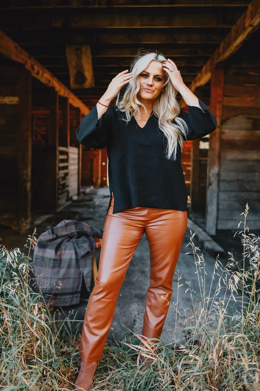YEAR-End Sale The Josie Vegan Leather Pant - Camel