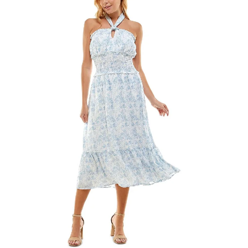 Closeout Trixxi Womens Juniors Chiffon One Shoulder Midi Dress