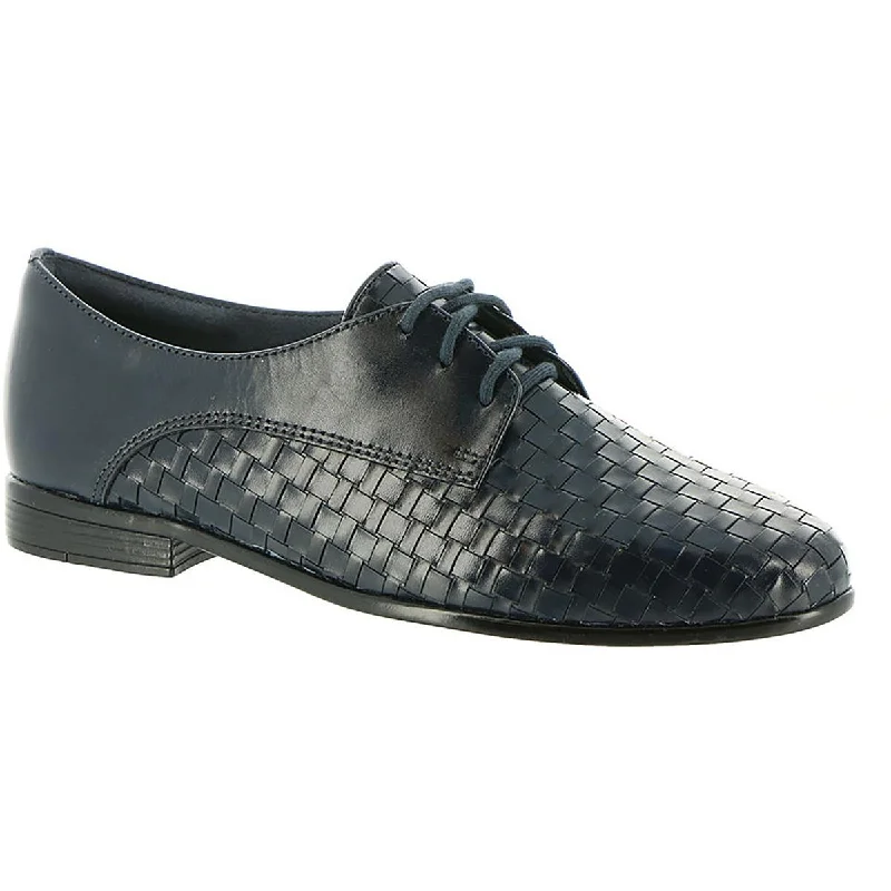 Daily Deals Trotters Womens Lizzie Herringbone Leather Block Heel Oxfords
