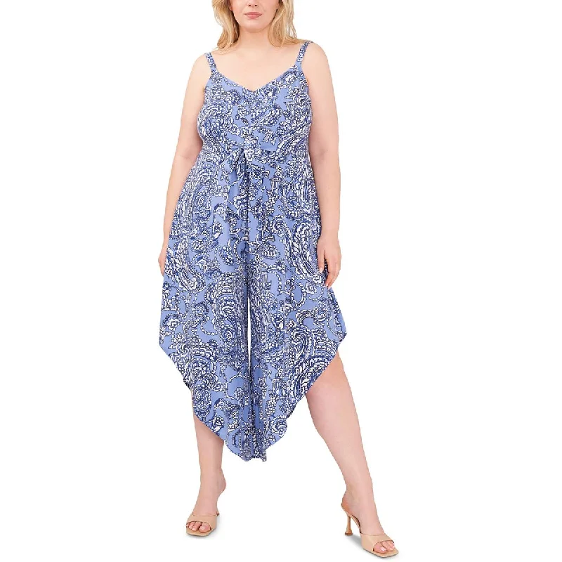 Final Clearance Vince Camuto Womens Plus Printed Ruffled Jumpsuit