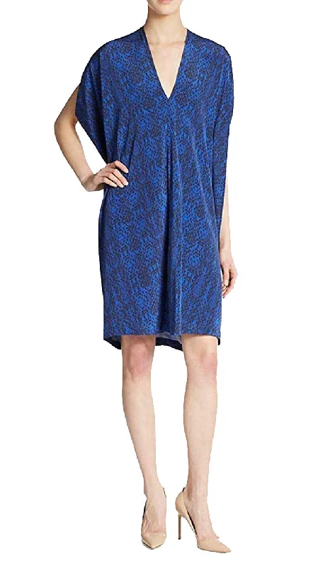 Best Bargains Vince Double V-Neck Printed Silk Dress