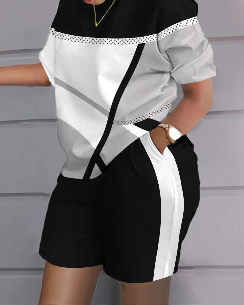 Savings Alert Women Casual Short Sleeve Two Piece Sets Women Outfit 2023 Summer Letter Printed Pocket Suit Female T Shirt Shorts 2 Pieces Set Savings Alert Women Casual Short Sleeve Two Piece Sets Women Outfit 2023 Summer Letter Printed Pocket Suit Female T Shirt Shorts 2 Pieces Set