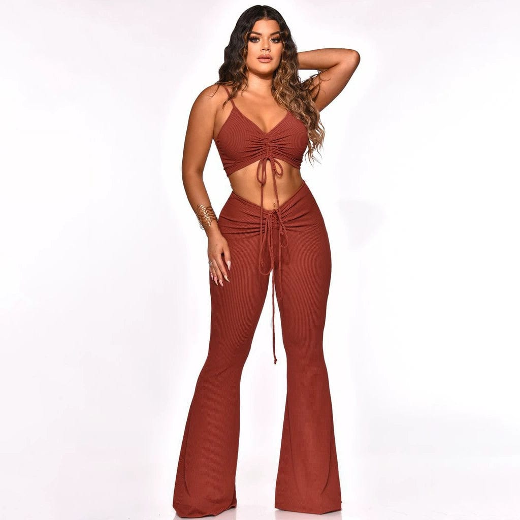 Instant Discount Women Two 2 Piece Outfit Set Tank Tops and Long Pants Summer