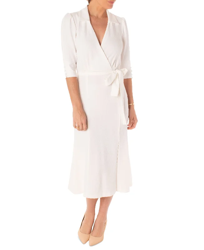 Super Deal Women's 3/4-Sleeve Faux-Wrap Dress