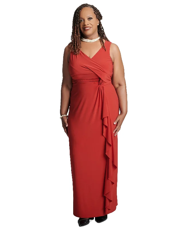 Year-End Sale Women's Charlotte Ruffle-Front Sleeveless Maxi Dress