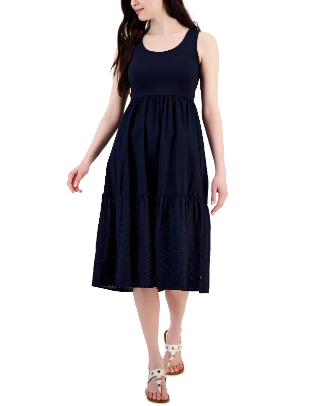 Closeout Sale Women's Cotton Sleeveless Tiered Dress