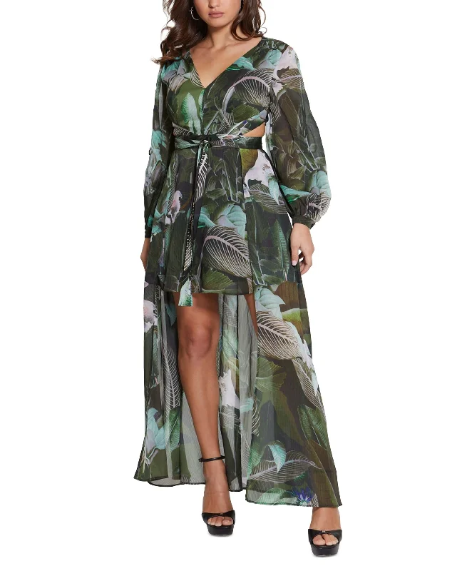 Price Smash Women's Farrah Long Sleeve Mini Dress With Removable Long Skirt