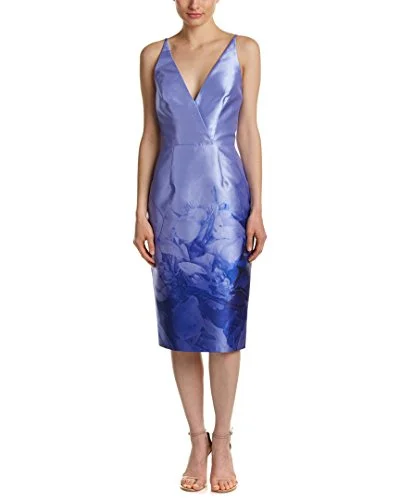 Early Access Womens Monique Lhuillier Ombre Mikado Sheath Dress, Size 4 - Blue