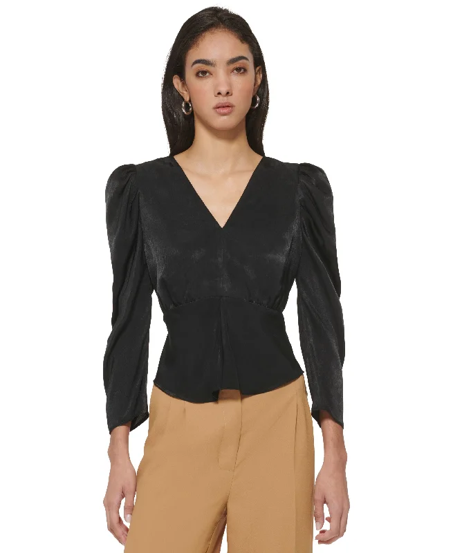 Value Deals Women's Puff-Sleeve V-Neck Blouse