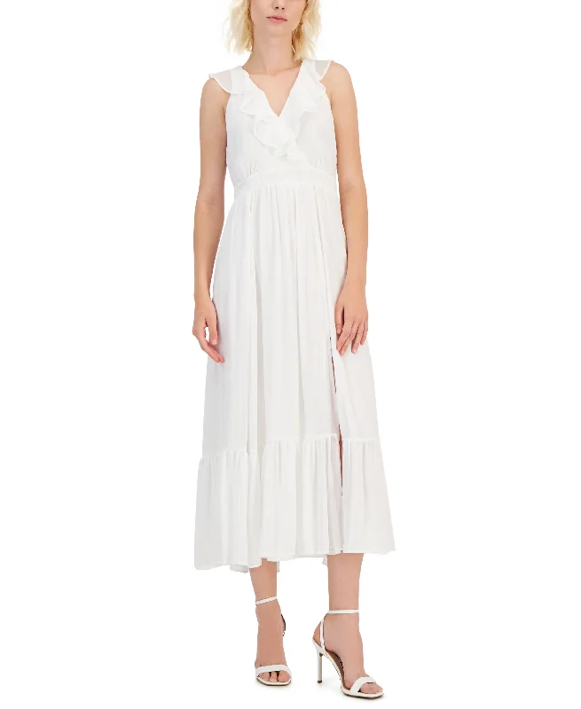 Midnight Sale Women's Solid Chiffon Sleeveless Dress