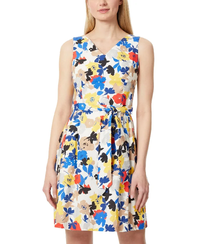 Buy Now Women's V-neck Tie Floral Flare Dress