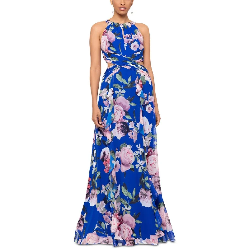 Now or Never Xscape Womens Chiffon Floral Print Maxi Dress