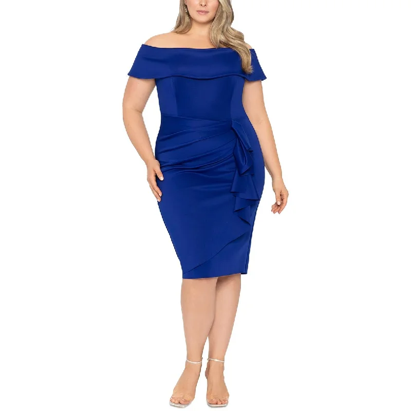 Extra Savings Xscape Womens Plus Ruffled Sheath Bodycon Dress